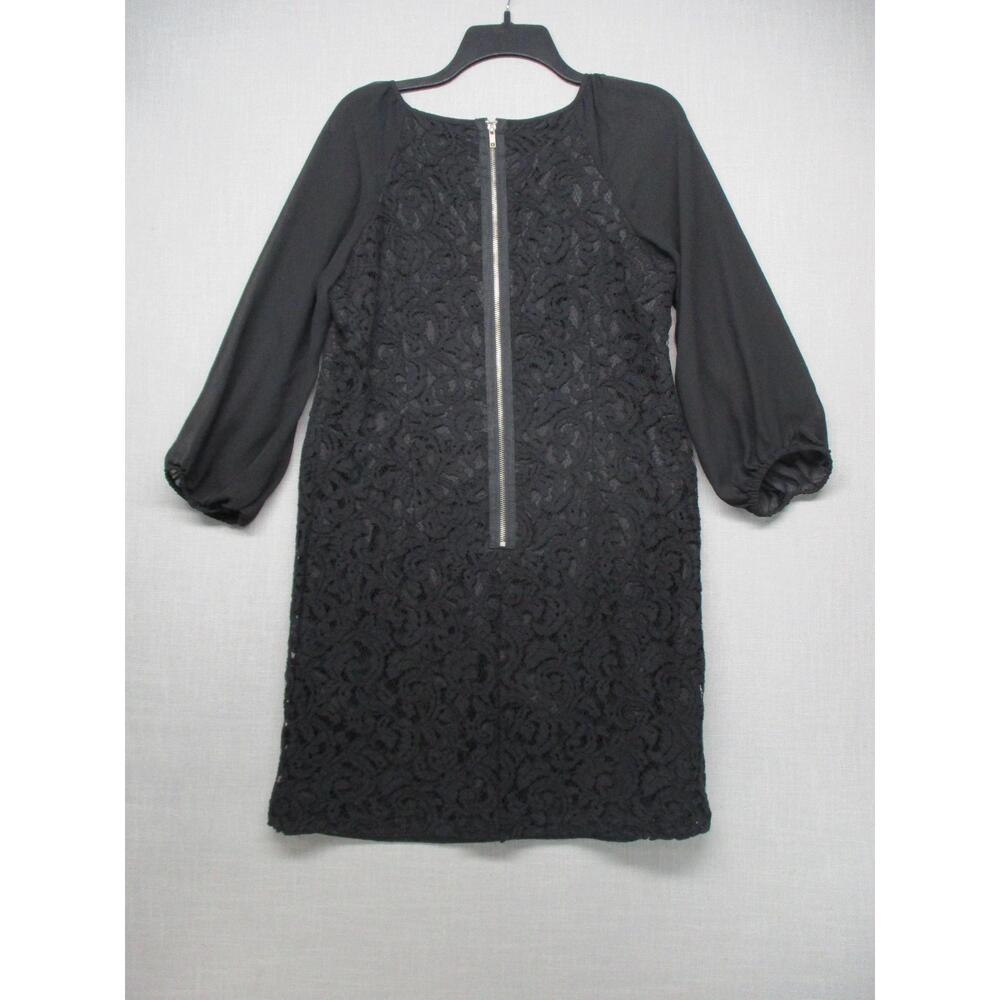 Adrianna Papell Black Elegant Lace Overlay Classic Cocktail Shift Dress Size 12 - Picture 13 of 16